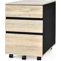 Costway - Rollcontainer, Aktenschrank auf Rollen, Dokumente Schrank mit 3 Schubladen, Büroschrank Bürocontainer mit Anti-Kipp-Design, Mehrzweck von COSTWAY