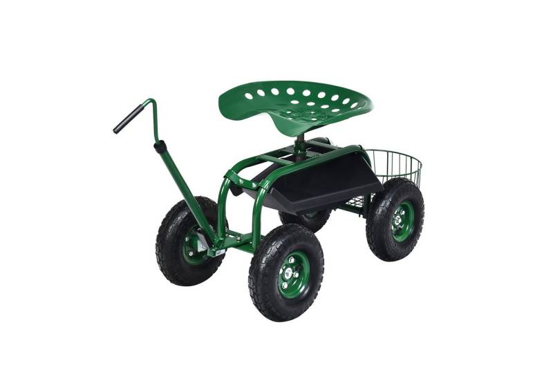COSTWAY Rollsitz, mit Rollen & ausziehbarem Griff & Korb, 360° drehbar von COSTWAY