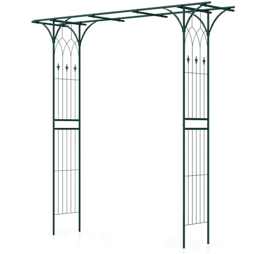 COSTWAY Rosenbogen Metall, Gartenbogen für Kletterpflanzen, Torbogen Garten, Rosengitter Rankhilfe, Rankgitter Rosenspalier, Rankbogen für Hinterhof Veranda Hochzeit Partys (205x52x205cm,Grün) von COSTWAY