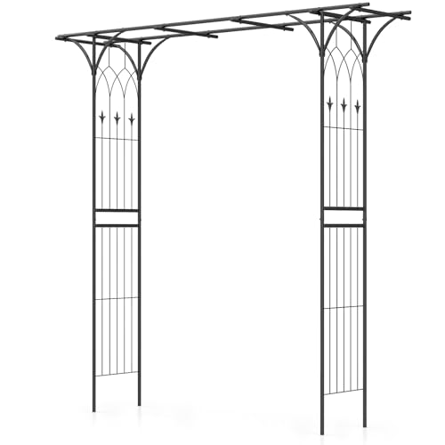 COSTWAY Rosenbogen Metall, Gartenbogen für Kletterpflanzen, Torbogen Garten, Rosengitter Rankhilfe, Rankgitter Rosenspalier, Rankbogen für Hinterhof Veranda Hochzeit Partys (205x52x205cm,Schwarz) von COSTWAY