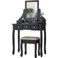 Schminktisch mit Hocker | 5 Schubladen | Abnehmbarer von COSTWAY