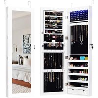 COSTWAY Schmuckschrank mit 15 LED Leuchten, Schmuckregal Tuer- und Wandmontage, Schmuckkasten mit Ganzkoerperspiegel, Schmuck Spiegelschrank für von COSTWAY