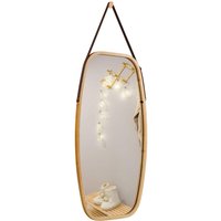 COSTWAY Schmuckspiegel mit Bambus-Rahmen und verstellbarem Lederband, Badezimmerspigel hängend, Wandspiegel mit abgerundeten Ecken für Wohnzimmer, COSTWAY Schmuckspiegel mit Bambus-Rahmen und verstellbarem Lederband, Badezimmerspigel hängend, Wandspiegel mit abgerundeten Ecken für Wohnzimmer, von COSTWAY