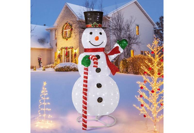 COSTWAY Schneemann, Weihnachtsfigur, 180 kaltweiße LEDs, klappbar von COSTWAY