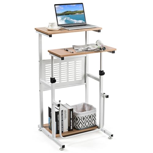 COSTWAY Schreibtisch, Computertisch mit höhenverstellbarer Tischplatte, PC-Tisch stehend, Steh-Sitz Tisch, Laptoptisch für Zuhause & Büro, 55 x 53 x 98 cm von COSTWAY