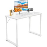 Schreibtisch, Kleiner Computertisch, 100 x 50 x 75 cm, Metallrahmen, für Homeoffice, Arbeitszimmer Weiss - Costway von COSTWAY