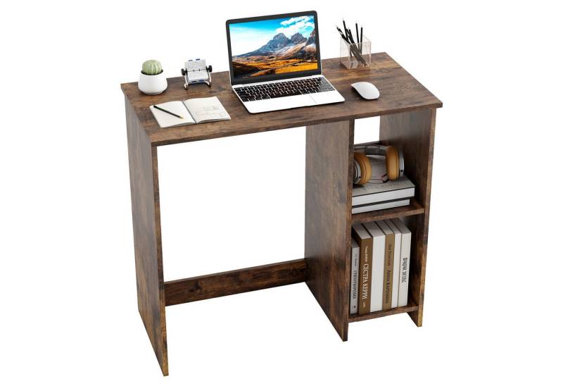 COSTWAY Schreibtisch, mit 2 Fächern, für kleine Räume, bis 130kg, 80x40x74cm von COSTWAY