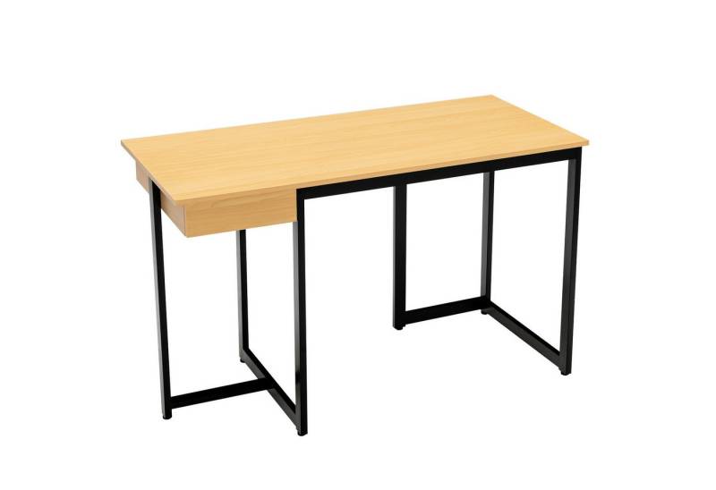 COSTWAY Schreibtisch, mit Schublade, Metallgestell, Holz, 120x55x75cm von COSTWAY