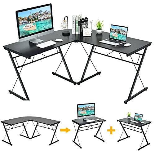 COSTWAY Schreibtisch L-Form, Eckschreibtisch, Gaming Computertisch PC-Tisch Computerschreibtisch, Bürotisch Ecktisch Winkelschreibtisch für Home Office, 150 x 150 x 76 cm (Schwarz) von COSTWAY