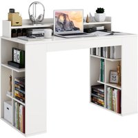 COSTWAY Schreibtisch mit Monitorablage, Computertisch mit 2 Bücherregalen, Bürotisch, PC Tisch für Arbeitszimmer, Homeoffice, Büro, Weiß, 120 x 54 x von COSTWAY