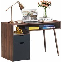COSTWAY Schreibtisch mit Schublade und Schrank, Computertisch 120x55x78cm Holz, Bürotisch modern für Schlafzimmer, Büro, Wohnzimmer von COSTWAY