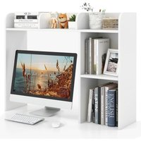 COSTWAY Schreibtischregal, Tischregal mit 4 Ablagen und offenem Fach, Ablagesystem, Mehrzweck-Tischorganizer für Schreibtisch, 94 x 25 x 74 cm Weiß von COSTWAY