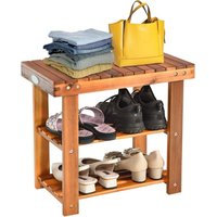 COSTWAY Schuhregal mit Sitzbank, Schuhbank mit 2 Ablagen, Schuhschrank aus Holz, Schuhständer für Bad, Wohnzimmer und Eingangsbereich, 50 x 28 x 45 cm von COSTWAY