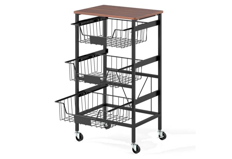 COSTWAY Servierwagen, 3 Etagen, ausziehbare Körbe, bis 50kg 42x31x74cm von COSTWAY
