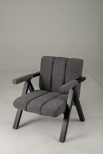 COSTWAY Sessel Wohnzimmer, Gepolsterter Loungesessel mit Armlehnen & Metallrahmen, Sofastuhl Modern, Relaxsessel für Wohnzimmer, Schlafzimmer, Empfangsbereich (Grau) von COSTWAY
