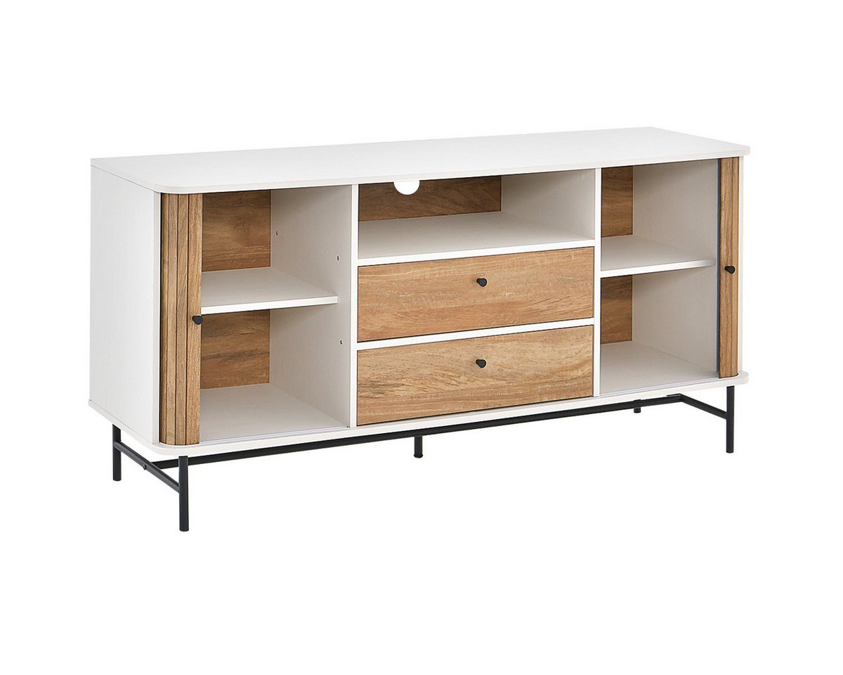 COSTWAY Sideboard, Holz, TV Schrank mit Schiebetüren & Schubladen 150x45x74cm von COSTWAY