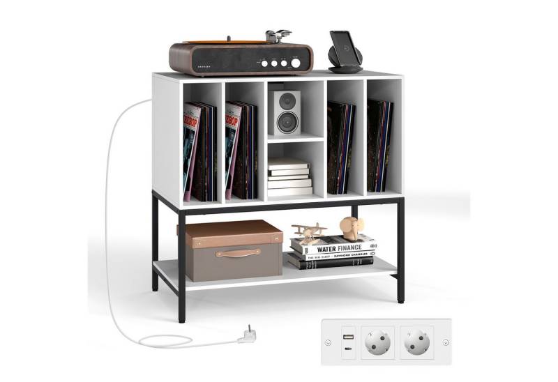 COSTWAY Sideboard, Plattenspielerständer mit Ladestation Beistellschrank von COSTWAY