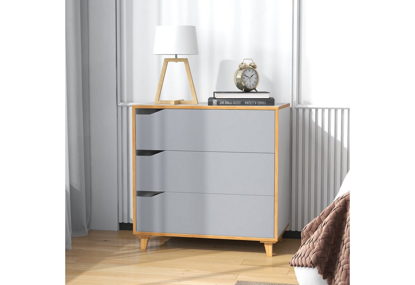 COSTWAY Sideboard, mit 3 Schubladen, 75x42x75cm weiß, Holz, Schubladenschrank von COSTWAY