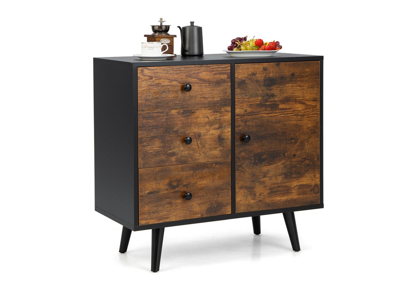 COSTWAY Sideboard, mit Tür, 3 Schubladen & verstellbarem Regal, 40x73x76,5m von COSTWAY