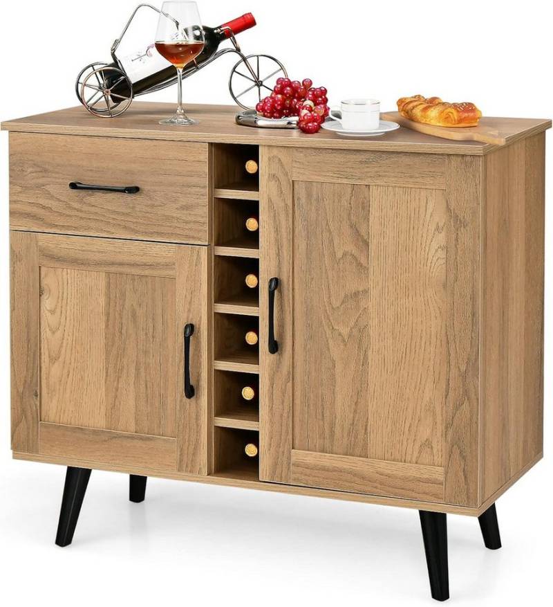 COSTWAY Sideboard, mit Weinregal für 6 Flaschen&Schubladen, Küchenschrank COSTWAY Sideboard, mit Weinregal für 6 Flaschen&Schubladen, Küchenschrank von COSTWAY