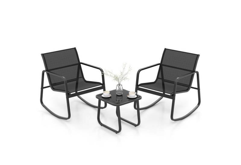 COSTWAY Sitzgruppe, (3-tlg), Balkonset mit 2 Schaukelstühle & Tisch von COSTWAY