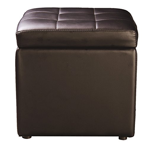 COSTWAY Sitzhocker, Sitzwürfel aus PU mit Stauraum, Sitzbox belastbar bis 300kg, Polsterhocker mit Deckel, Aufbewahrungsbox 40 x 40 x 40cm (Braun) von COSTWAY