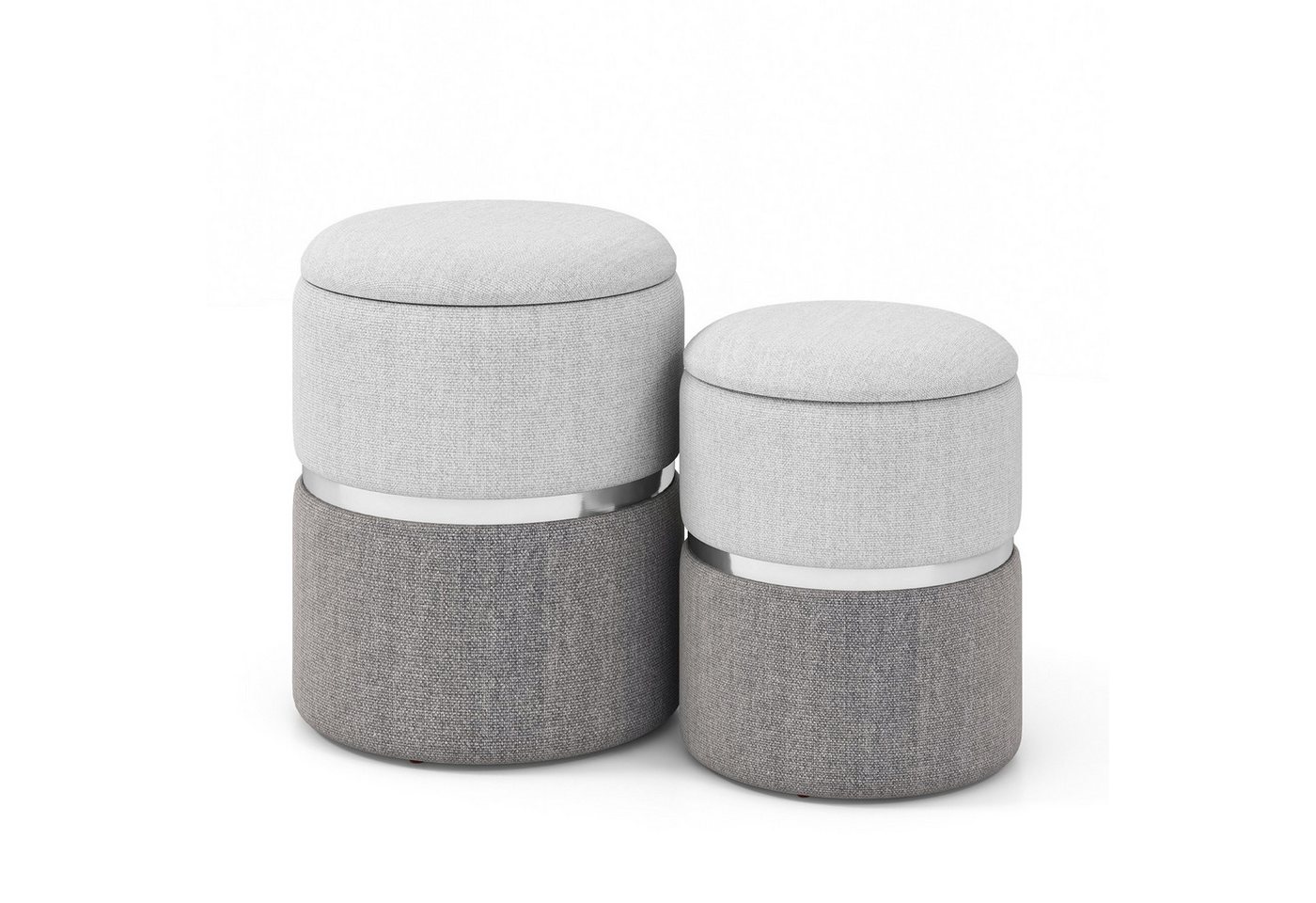 COSTWAY Sitzhocker (2er Set), mit Stauraum, Fußhocker gepolstert, stapelbar von COSTWAY