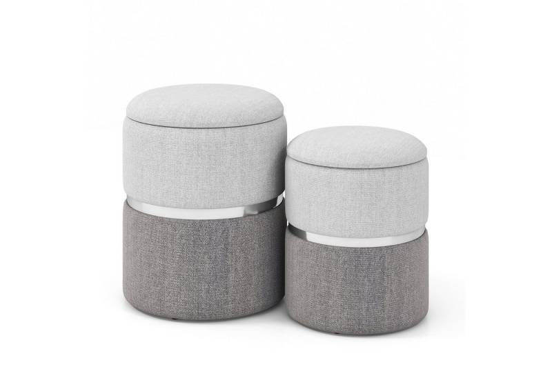 COSTWAY Sitzhocker (2er Set), mit Stauraum, Fußhocker gepolstert, stapelbar von COSTWAY