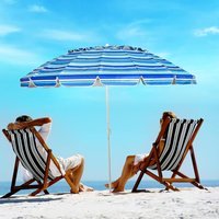 Sonnenschirm 250cm Strandschirm Marktschirm Gartenschirm neigbar Terrassenschirm mit Verankerung Marineblau - Costway von COSTWAY