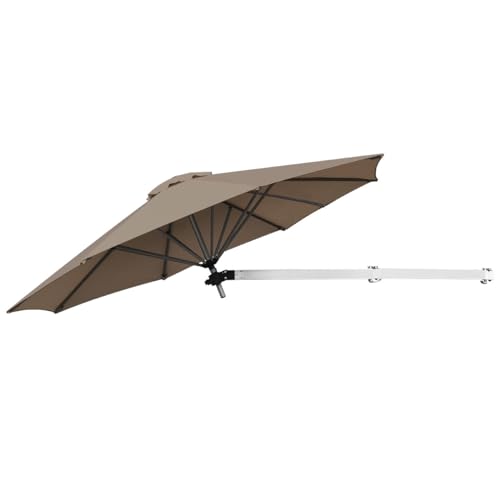 COSTWAY Sonnenschirm für die Wand, Wandschirm kippbar, Balkonschirm mit verstellbarer Aluminiumstange, wandmontierter Gartenschirm für Garten, Balkon, Hof, Ø 247 cm (Braun) von COSTWAY