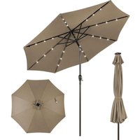 Sonnenschirm mit Solar- LED-Beleuchtung Ampelschirm Gartenschirm Kurbelschirm Strandschirm Garten Schirm 3M Braun - Costway von COSTWAY