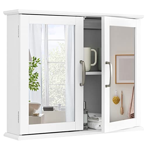 COSTWAY Spiegelschrank Badezimmer, Badschrank mit Spiegel, Badezimmerspiegel, Badezimmerschrank, Hängeschrank Badmöbel, Badezimmerspiegelschrank, 60 x 50 x 14,5 cm von COSTWAY