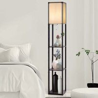 Standleuchte Regal, Stehlampe Holz, Moderne Innenbeleuchtung mit 3-Ebenen, Bodenlampe fuer Wohnzimmer, Schlafzimmer 160x26x26cm - Costway von COSTWAY