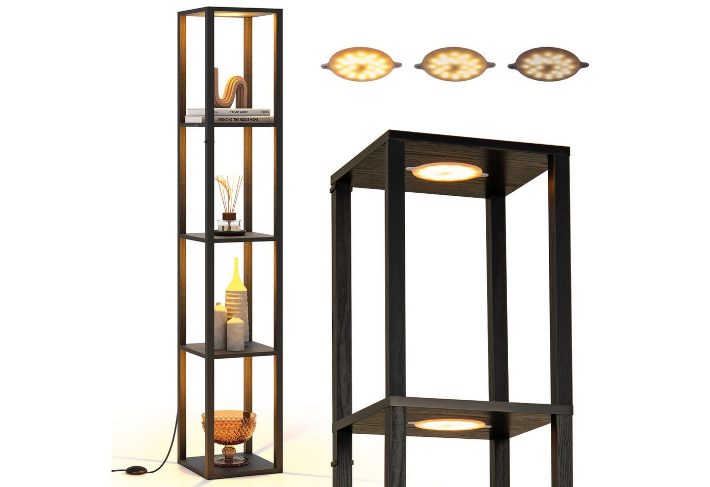 COSTWAY Stehlampe, 162cm mit dimmbaren LED-Lichtern, Regalen & Fußschalter COSTWAY Stehlampe, 162cm mit dimmbaren LED-Lichtern, Regalen & Fußschalter von COSTWAY