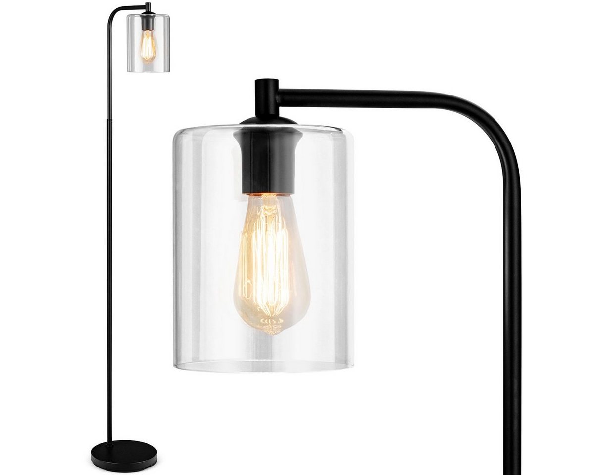 COSTWAY Stehlampe, ohne Leuchtmittel, mit Fußschalter, Glaslampenschirm 168cm von COSTWAY