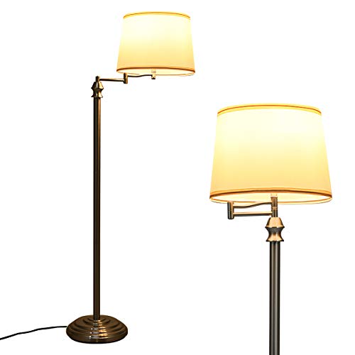 COSTWAY Stehlampe Standleuchte, Stehleuchte mit Basis & Lampenschirm zum Lesen, Moderne Wohnzimmerlampe Bodenlampe für Wohnzimmer Schlafzimmer Büro von COSTWAY