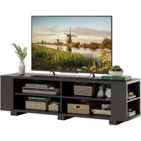 COSTWAY TV-Schrank, Lowboard für Fernseher bis zu 65 Zoll, Fernsehtisch mit 4 offenen Fächern, 4 Seitenfächern & verstellbaren Regalen, von COSTWAY