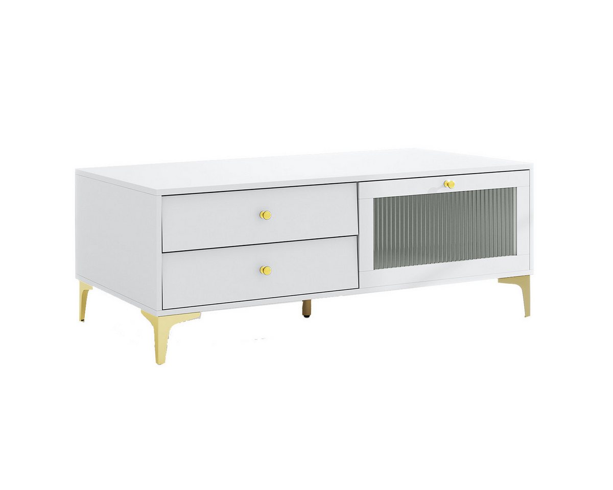 COSTWAY TV-Schrank mit 2 Schubladen, aufklappbarer Tür aus gehärtetem Glas COSTWAY TV-Schrank mit 2 Schubladen, aufklappbarer Tür aus gehärtetem Glas von COSTWAY