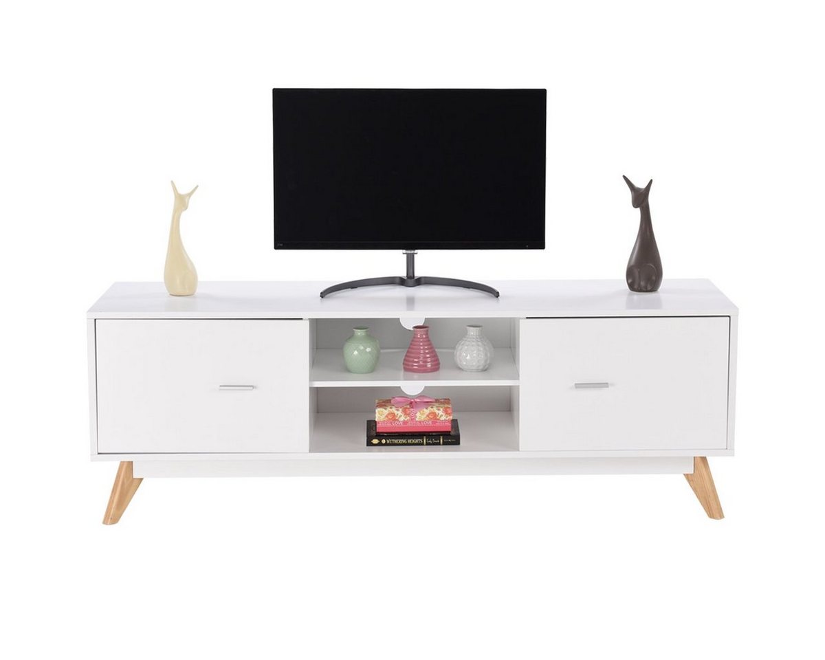 COSTWAY TV-Schrank mit 2 Türen & 2 Fächern, Holz, 140x40x48cm von COSTWAY