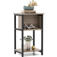 COSTWAY Table de Chevet, Table d'Appoint Compacte 3 Niveaux, 2 Compartiments, Table de Nuit Étroite pour Petits Espaces, Chambre à Coucher, Salon, 34 von COSTWAY