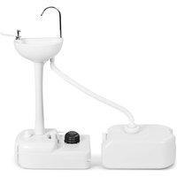 COSTWAY Tragbares Camping-Waschbecken, Handwaschbecken mit 17L Wassertank, Rädern, Handtuchhalter, Flüssigseifenspender & Fußpumpe, für Camping, von COSTWAY