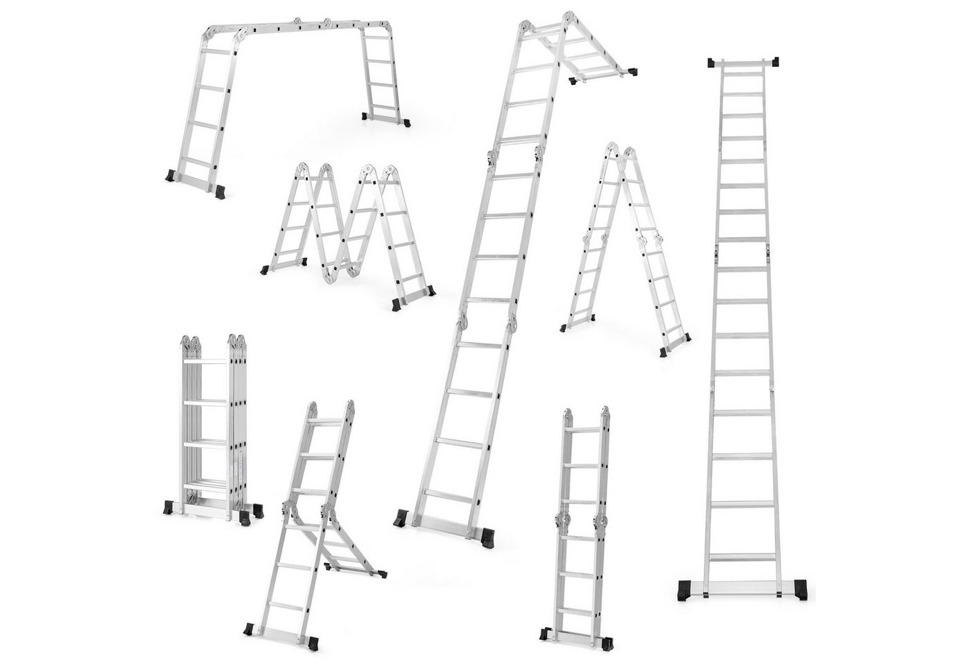 COSTWAY Vielzweckleiter, 4,6m lang, bis 150 kg, mit rutschfeste Sprossen Alu von COSTWAY