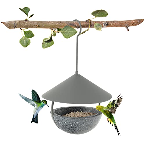 COSTWAY Vogelfutterhaus zum Aufhängen, 2 in 1 Vogelfutterspender & Vogelbad, Futterhäuschen Vogelfutterstation für Wildvögel, Vogelhaus Wetterfest, für Außenbereich Balkon Garten, Grau von COSTWAY