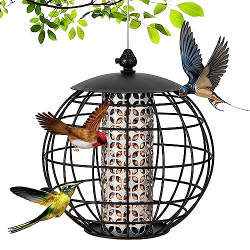 COSTWAY Vogelfutterhaus zum Aufhängen, Käfigförmiger Vogelfutterspender aus Metall, Futterhäuschen für Wildvögel, Vogelfutterstation Wildvogelhäuschen für Garten, Balkon, Schwarz COSTWAY Vogelfutterhaus zum Aufhängen, Käfigförmiger Vogelfutterspender aus Metall, Futterhäuschen für Wildvögel, Vogelfutterstation Wildvogelhäuschen für Garten, Balkon, Schwarz von COSTWAY