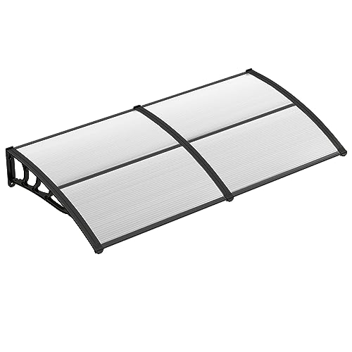 COSTWAY Vordach für Haustür 199 x 99 cm, Überdachung aus Aluminium und Polycarbonat, Transparentes Pultbogenvordach, Haustürvordach, Pultvordach, Haustürdach, Türvordach für Eingangsbereich von COSTWAY