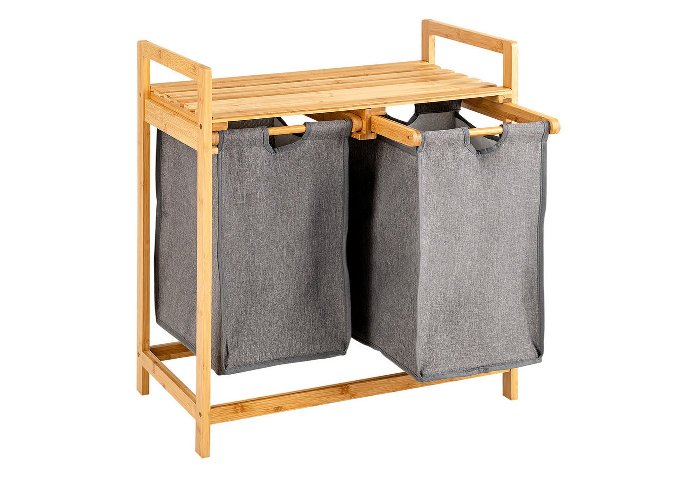 COSTWAY Wäschekorb, 2 Fächer Bambus, mit Ablage, 64x33x73cm COSTWAY Wäschekorb, 2 Fächer Bambus, mit Ablage, 64x33x73cm von COSTWAY