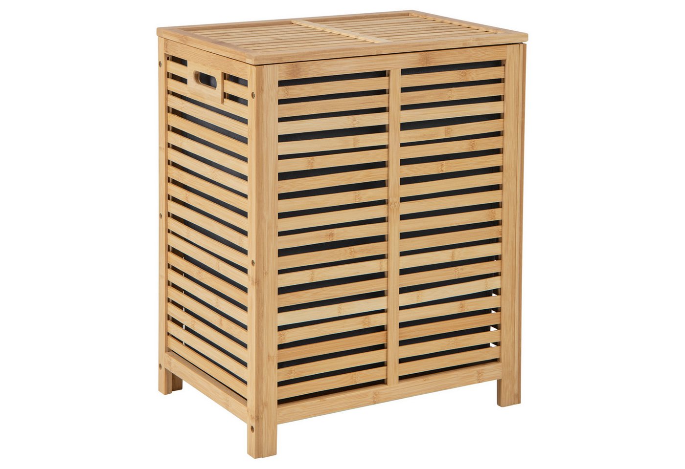 COSTWAY Wäschekorb, Bambus, 80L, mit Deckel & ausnehmbarem Wäschesack, Natur von COSTWAY