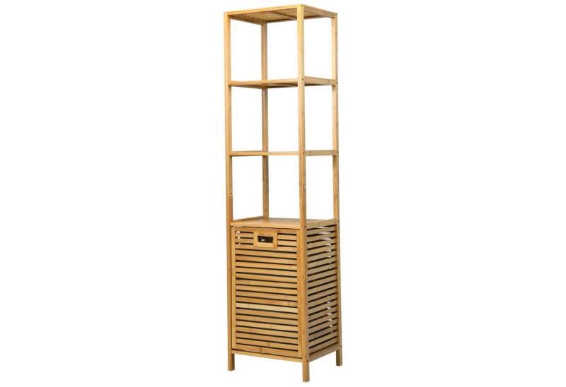 COSTWAY Hochschrank Bad mit Wäschekorb Bambus mit 3 Regalen, 40x33x160cm von COSTWAY