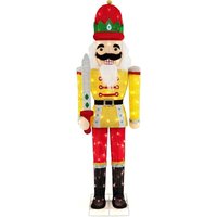 COSTWAY Weihnachten Nussknacker Figuren, 166 cm hoher beleuchteter Weihnachtsfigur mit Metallsockel & LED-Lichtern, Weihnachtsdeko, von COSTWAY