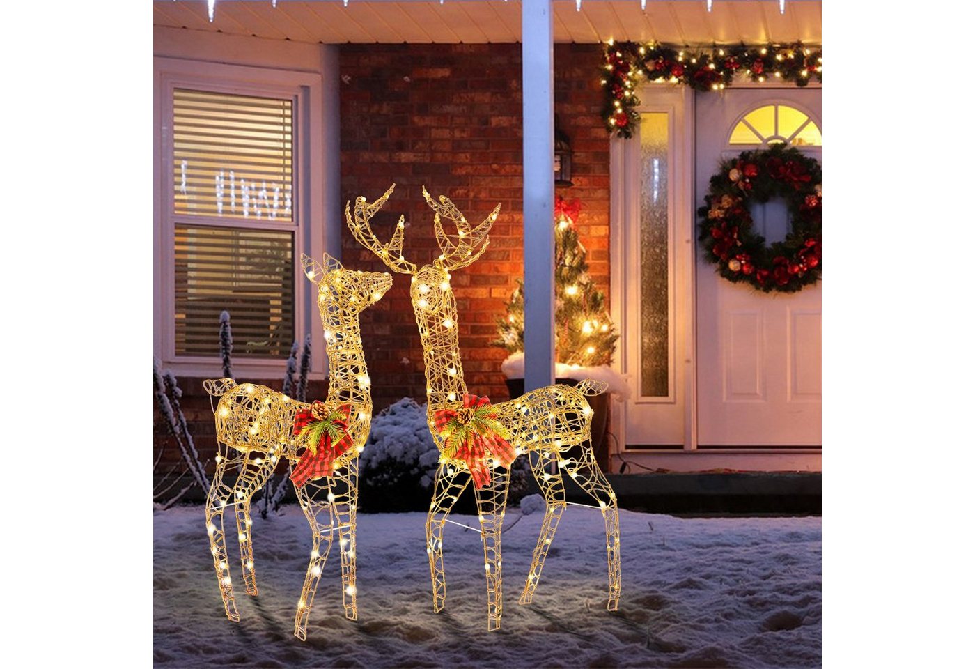 COSTWAY Weihnachtsfigur, 2-teilige LED Rentier Familie mit 200 LEDs COSTWAY Weihnachtsfigur, 2-teilige LED Rentier Familie mit 200 LEDs von COSTWAY